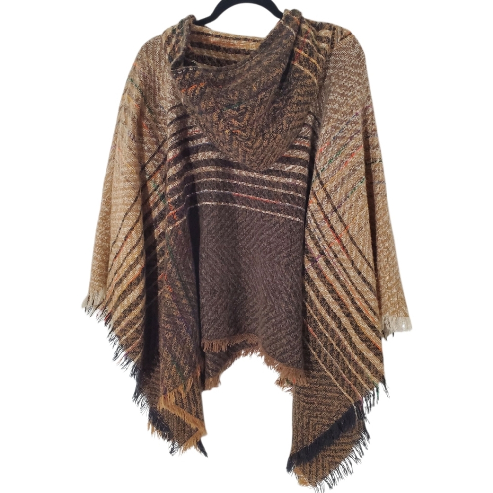 Plaid Poncho One Size - Picture 4 of 6